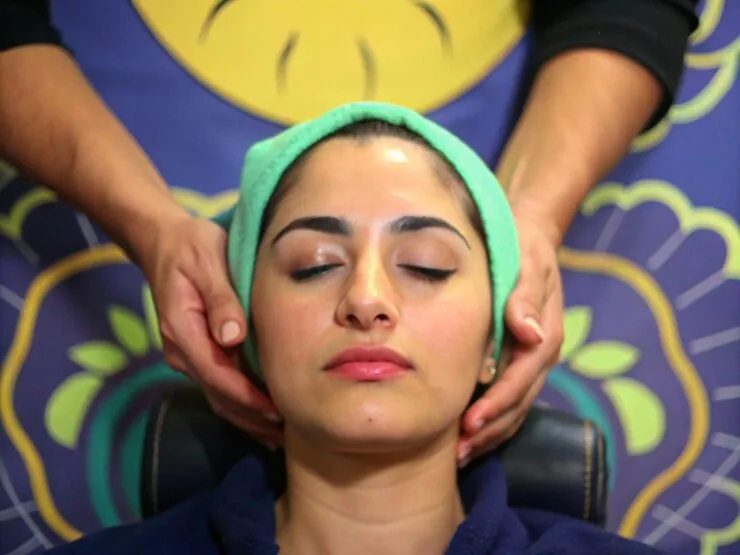 Client receiving a facial treatment at Vanity Salon